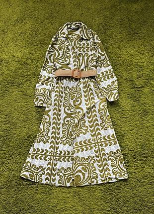 Zara стильна хлопкова сукня максі під пояс зі свіжих колекцій