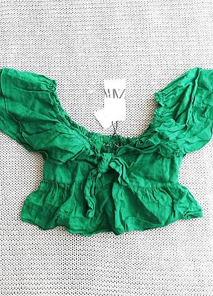 Новая блуза-топ zara, лен, размер xs