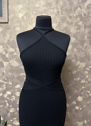 Сарафан жіночий футляр кежуал чорна сукня рубчик