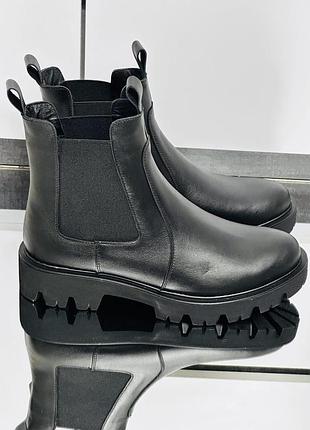 В наявності чоботи челсі натур шкіра чорні демі 28,5 см під замовлення 36-43р кольори