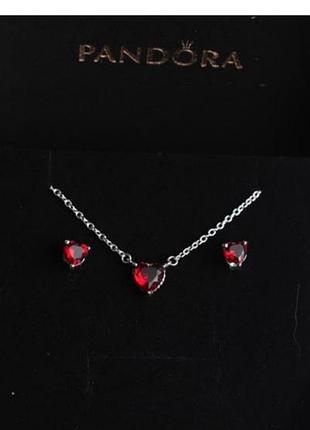 Pandora набор розовое сердце, красное, белое