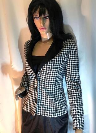 Жакет пиджак женский  черно-белый в гусиную лапку cannella италия