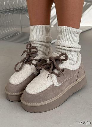 Sale женские бежевые угги зимние теплые на меху зима