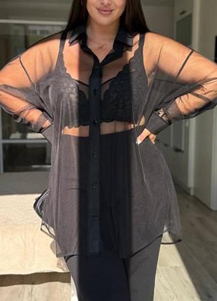 Стильная прозрачная оверсайз-рубашка