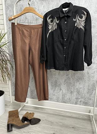 Золотисто-коричневі легкі елегантні брюки з металевим блиском 16 розмір xl