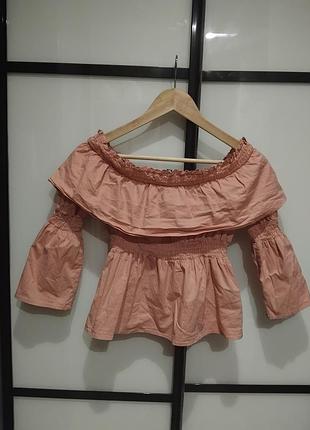 Удлинённый топ с открытыми плечами miss selfridge,р.xs-s,42-44