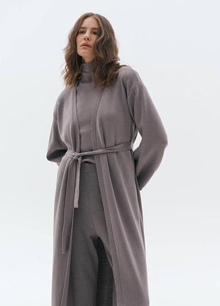 Вязаный базовый кардиган с поясом котон