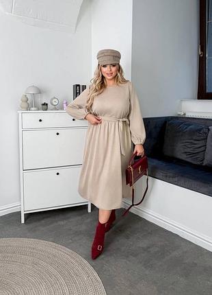 Жіноча замшева сукня міді | 078