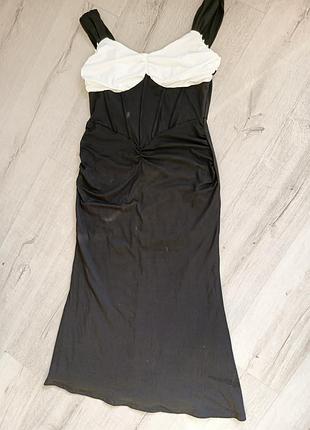 Красивое черно-белое праздничное нарядное платье платья платье из корсет по фигуре длина миди, макси