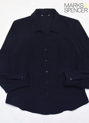 Нова темно-синя приталена сорочка marks & spencer