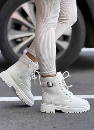 Черевики зимові з хутром бежеві на платформі жіночі теплі