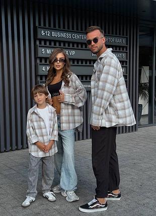 Сорочка у клітинку фемелі лук, дитяча, жіноча, чоловіча сорочки family look