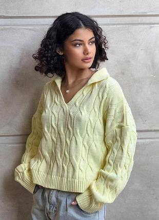 Женский желтый свитер поло | 10016