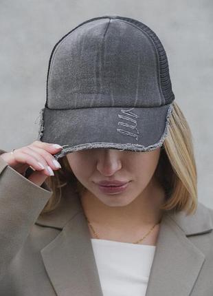 Жіноча кепка бейсболка сітка without fourpage gray