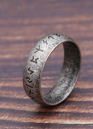 ⚔️ викингское кольцо с рунами – мистический амулет из нержавеющей стали серебристое 20 размер