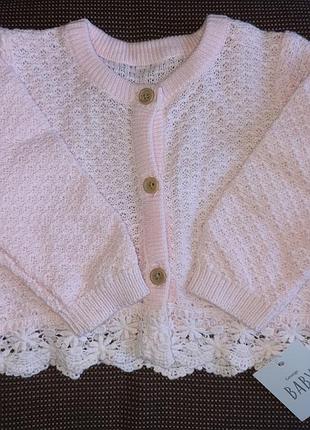 Новая вязаная кофточка на девочку с кружевом