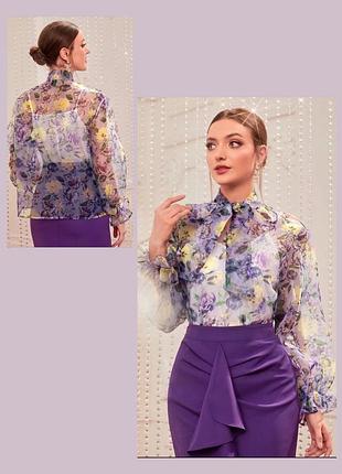 Прозрачная фиолетовая блуза блузка из органзы s 320 8 shein