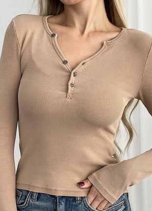 Жіночий лонгслів в рубчик