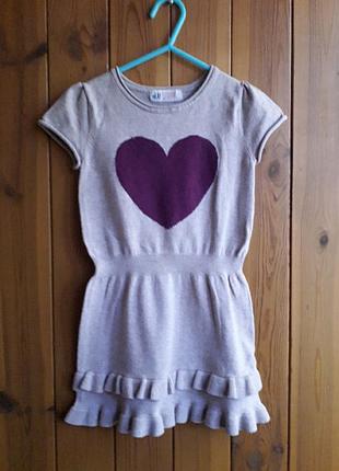 Трикотажное платье для девочки h&amp;m размер 98/104 2-4 года