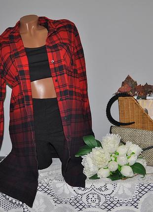 10/38/м мего крутая туника платье рубашка в клетку градиент marks & spencer