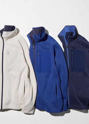 Мужская трикотажная флисовая куртка с застежкой-молнией uniqlo