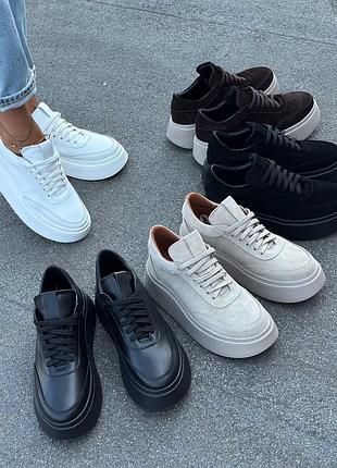 Женские кожаные и замшевые кеды на платформе 36-41