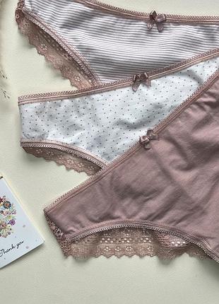 Набір із 3х трусиків бразиліан sevim бавовна з мереживом, s, m, l, xl