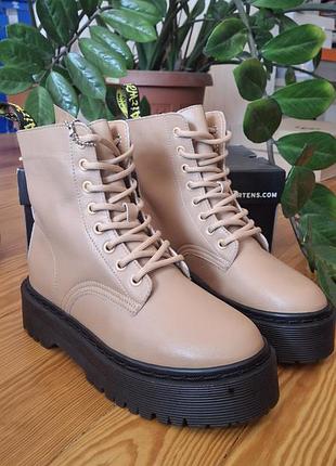 Женские ботинки dr. martens, натуральная кожа, натуральный мех