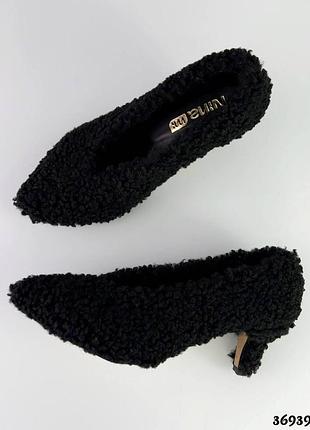 Туфли тедди на низком каблуке