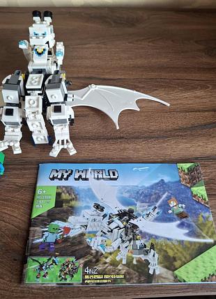 Конструктор my world minecraft белый дракон 291 деталей