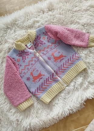 Теплая кофточка на девочку 12мест, 80см
