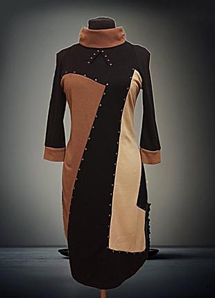 Трикотажное вискозное платье миди гольф