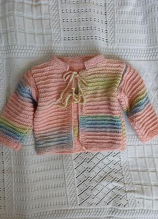 Кардиган вязаный для девочки 6-12 м.