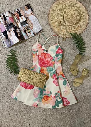 Цветочное платье с юбкой клеш #511max