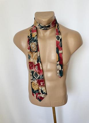 Винтажный галстук красный с абстрактным геометрический принт 80е 90е