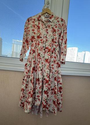 Сукня zara, міді квітковий принт