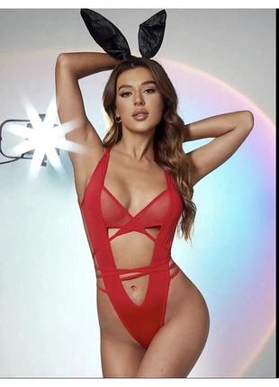 Сексуальний боді з вирізом жіночий passione lingerie червоний (2030 red (s-m)