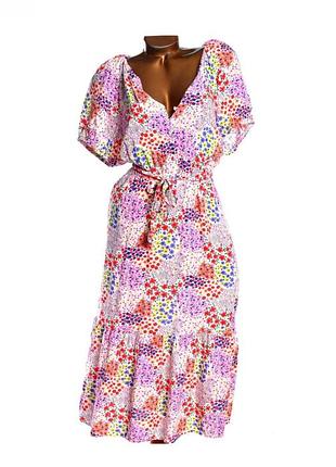 Вискозное платье с поясом