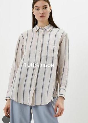 Рубашка mark & Spencer из 100% льна с воротником и пуговицами спереди