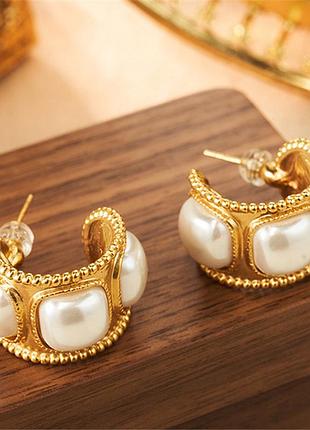 Шикарные объемные серьги в винтажном стиле ⚜️ с жемчужинами ✨