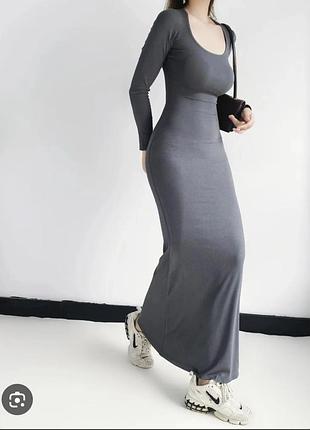 Платье в рубчик макси длинное с рукавом f&f осеннее гольф