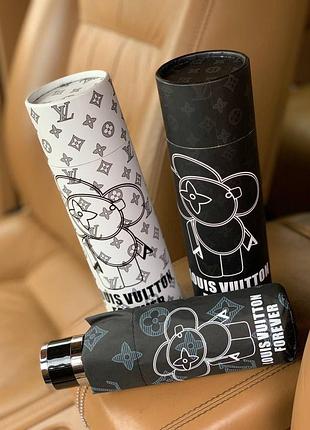 Зонт белый/черный принт лв с мишкой