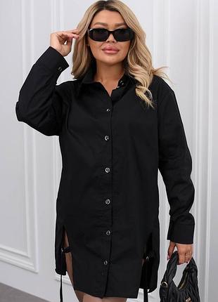 Жіноча чорна подовжена сорочка | 2116