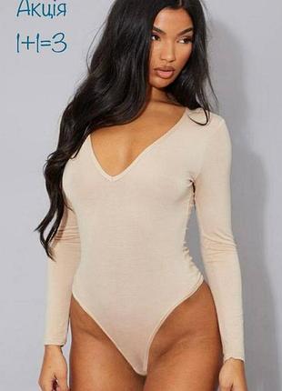 Вискозный новый базовый боди boohoo plus plunge basic bodysuit
