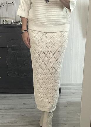 Юбка макси вязаная в стиле кроше