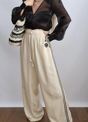 Штани палаццо з вишивкою f&f