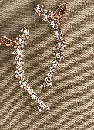 Сережки кліпси кафи з кристалами