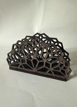 Салфетница из фанеры с лазерной резьбой «геометрический узор» цвет антрацит