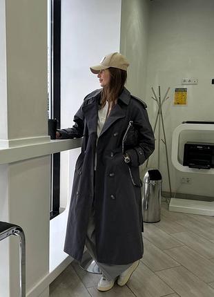 🔥качество🔥 коттоновый двубортный тренч миди под пояс на пуговицах с подкладкой