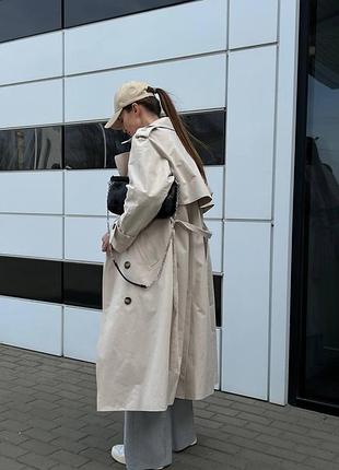 🔥качество🔥 коттоновый двубортный тренч миди под пояс на пуговицах с подкладкой
